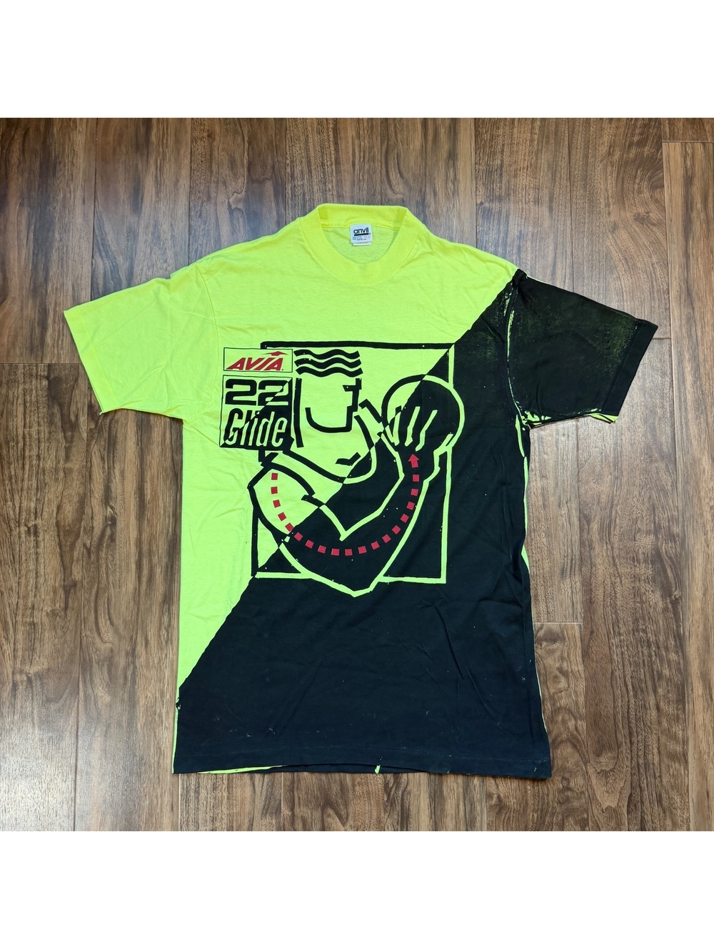 Vintage 80s 90s Avia Glide AOP Promo Single Stitch T Shirt One Size